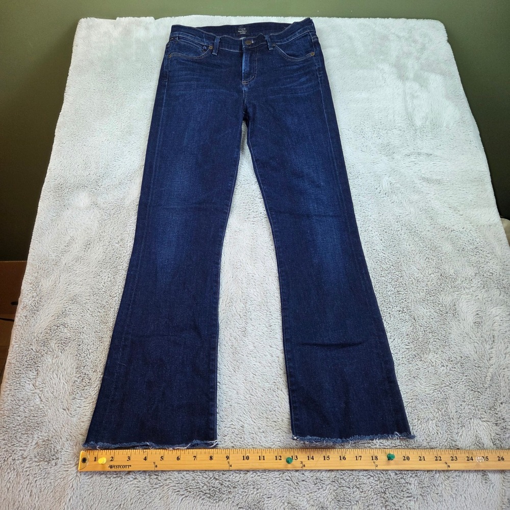 Citizens of Humanity Emannuelle Slim Boot Jeans W27 Raw Hem Dark Wash Blue Denim